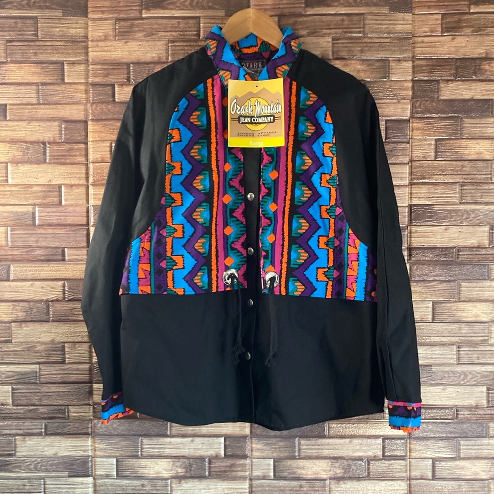 NWT Vtg 90’s Large Womens Western Button Down Ozark Mountain Jeans Multi Color